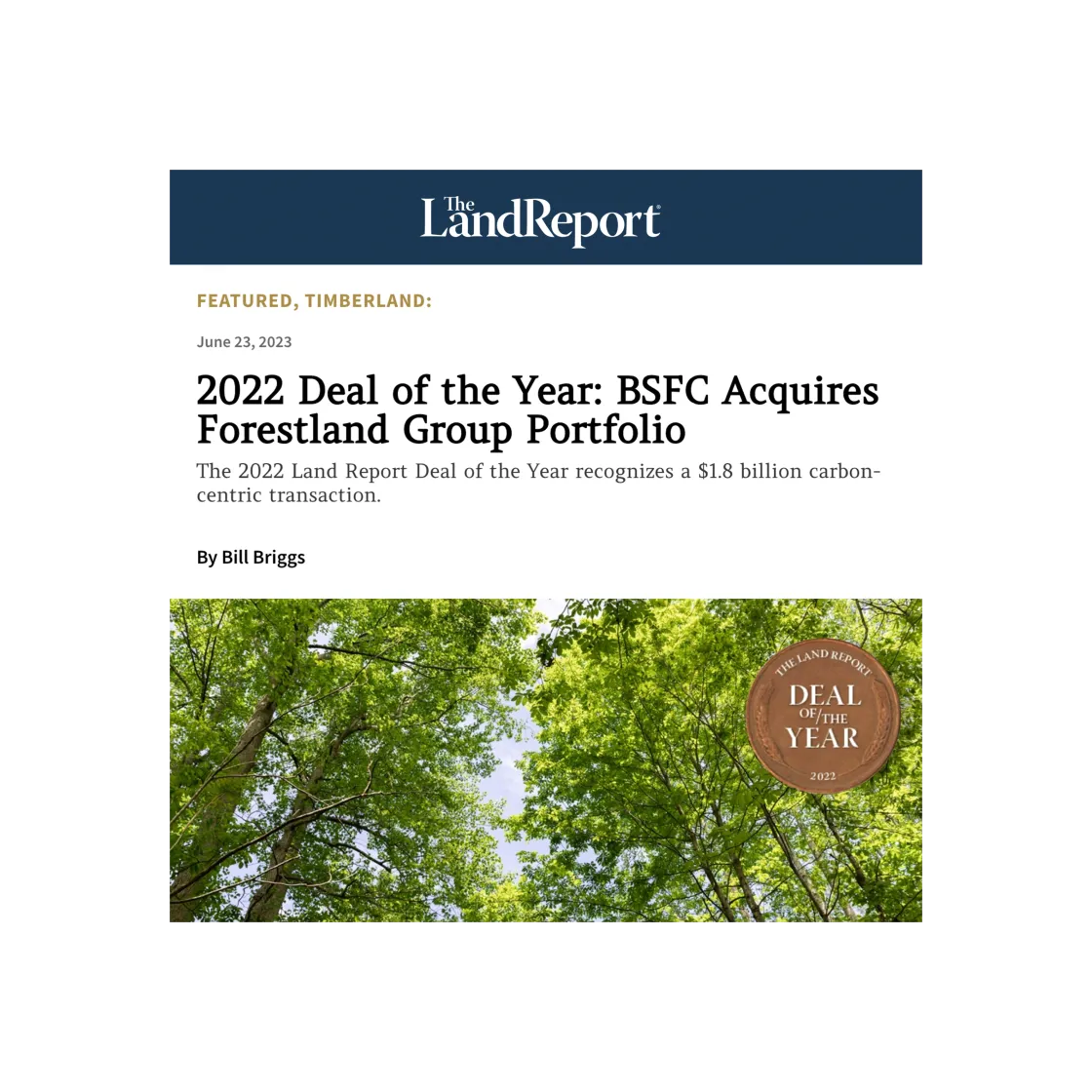 BSFC - Deal of the Year Land Report